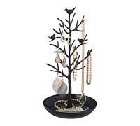 Relaxdays Soporte Expositor Joyas Forma de Árbol, para Collares, Pendientes, Pulseras, Joyero 30 x 16 x 15 cm, Negro, Metal