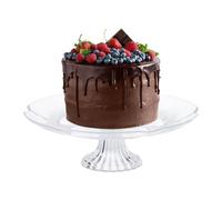 Relaxdays Bandeja Soporte Expositor para Tartas de Plástico, Pie Pasteles Redondo, Plato Postres, Cupcakes, 10 x 29 cm, Transparente