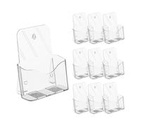 Relaxdays DIN, Juego Unidades Expositores de Folletos A5 Set de 10, Acrílico, Soportes Cartel Mesa y Pared, 20 x 17,5 x 8,5 cm, Transparente