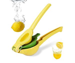 Relaxdays Exprimidor Limón Manual de Palanca, Lima, Zumo, Profesional, Bar, Aluminio, 1 Ud., 5,5 x 7,5 x 22 cm, Amarillo
