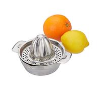 Relaxdays Exprimidor zumo, Extractor de jugo doble con colector, Manual, Plateado