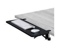 Relaxdays Extensor de Escritorio, 65 x 24 cm, Plegable, Colgar con Pinzas, Bandeja Teclado Ergonómica, Moderno, Negro
