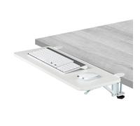 Relaxdays Extensor de Escritorio, 65 x 24 cm, Plegable, Colgar con Pinzas, Bandeja Teclado Ergonómica, Moderno, Blanco