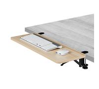 Relaxdays Extensor de Escritorio, 65 x 24 cm, Plegable, con Pinzas, Bandeja Teclado Ergonómica, Efecto Madera, Natural