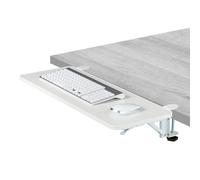 Relaxdays Extensor de Escritorio, 65 x 24 cm, Plegable, Colgar con Pinzas, Bandeja Teclado Ergonómica, Moderno, Blanco