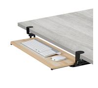 Relaxdays Extensor Escritorio, 65 x 24 cm, Plegable, con Pinzas, Bandeja Teclado Ergonómica, Efecto Madera, Natural