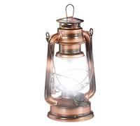 Relaxdays Farol LED, Lámpara Vintage Decorativa, A Pilas, Cobre | Lámpara de tormenta retro, ideal como decoración para la ventana o como farol eléctrico de jardín, funciona con pilas