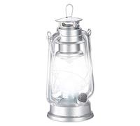 Relaxdays Farol LED, Lámpara Vintage Decorativa, A Pilas, Plateado | Lámpara de tormenta retro, ideal como decoración para la ventana o como farol eléctrico de jardín, funciona con pilas