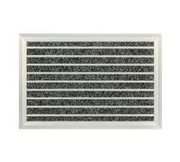 Relaxdays Felpudo Aluminio, 60 x 40 cm, Antideslizante, Alfombrilla Entrada, Interiores y Exteriores, Plateado y Negro