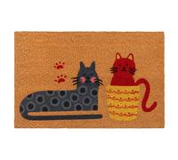 Relaxdays Felpudo de coco con animales, 60x40 cm marrón claro,rojo,gris