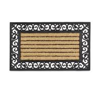 Relaxdays Felpudo coco con rayas marrón claro,negro