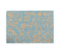 Relaxdays Felpudo Coco, Diseño Flores, Alfombrilla Puerta, 60 x 40 cm, Base Antideslizante, Interior y Exterior, Azul