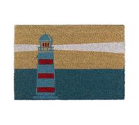 Relaxdays Felpudo Coco Estampado Faro, 40x60, Alfombrilla Puerta Entrada Antideslizante, Interior y Exterior, Multicolor