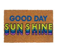 Relaxdays Felpudo coco «Good Day Sunshine» azul,amarillo,marrón claro