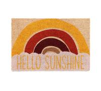 Relaxdays Felpudo coco "Hello Sunshine" blanco,amarillo,marrón claro
