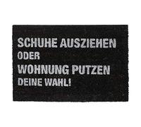 Relaxdays Felpudo Coco Mensaje Alemán, Alfombrilla Puerta Antideslizante, Interior y Exterior, 60 x 40 cm, Negro