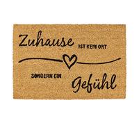 Relaxdays Felpudo Coco Mensaje Alemán, Alfombrilla Puerta Antideslizante, Interior y Exterior, 60 x 40 cm, Natural