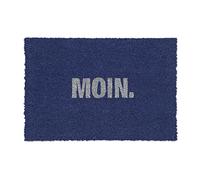 Relaxdays Felpudo Coco Moin, 40x60cm, Tapete Puerta, Alfombra Entrada, Interior, Exterior, Antideslizante, Azul/Blanco