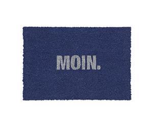Relaxdays Felpudo Coco Moin, 40x60cm, Tapete Puerta, Alfombra Entrada, Interior, Exterior, Antideslizante, Azul/Blanco