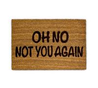 Relaxdays Felpudo “Oh No Not You Again”, Alfombrilla Entrada de Coco y PVC, Alfombra 40 x 60 cm Antideslizante, Natural