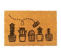 Relaxdays Felpudo coco plantas 60x40 cm marrón claro,negro