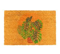 Relaxdays Felpudo coco plantas 60x40 cm verde,marrón claro,naranja