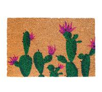 Relaxdays Felpudo coco plantas 60x40 cm verde oscuro,marrón claro,fucsia