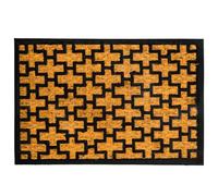 Relaxdays Felpudo Coco y PVC, Rejilla, 60x40 cm, Natural/Negro