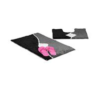 Relaxdays Felpudo, Conjunto de 2 Piezas para baño, diseños graficos, Lavable, para el WC, 80 x 50, Color Gris, Poliéster, 50 x 80 cm (Rectangular)