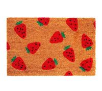 Relaxdays Felpudo de Coco 60x40 con Fresas, Antideslizante, Multicolor | Resistente a la intemperie, interior/exterior
