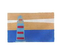 Relaxdays Felpudo de Coco 80 x 50 cm, diseño Faro, Antideslizante, Resistente a la Intemperie, Interior y Exterior