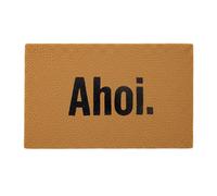 Relaxdays Felpudo de Coco 80 x 50 cm, Felpudo AHOI, Antideslizante, Resistente a la Intemperie, Felpudo Interior y Exterior, Color Natural/Negro