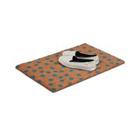 Relaxdays Felpudo de coco lunares, 1,5 x 60 x 40 cm, rectangular, antideslizante, fibra de coco, goma, azul natural