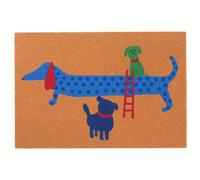 Relaxdays Felpudo de coco con animales, 60x40 cm azul oscuro,azul claro,marrón claro