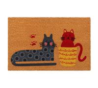Relaxdays Felpudo de coco con animales, 60x40 cm marrón claro,rojo,gris