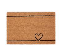 Relaxdays Felpudo de coco con diseño de corazón marrón claro,negro