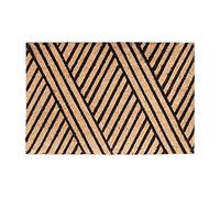 Relaxdays Felpudo de Coco con líneas, 1,5 x 60 x 40 cm, Rectangular, Antideslizante, Fibra de Coco, Goma, Negro Natural