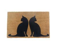 Relaxdays Felpudo de coco con mascotas 80 x 50 cm marrón claro,negro