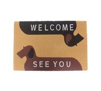 Relaxdays Felpudo de coco con mascotas 80 x 50 cm marrón claro,negro