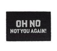 Relaxdays Felpudo de coco Oh No, 1,5 x 60 x 40 cm, rectangular, antideslizante, fibra de coco, goma, negro natural