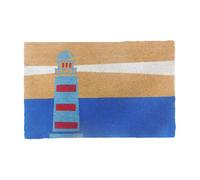 Relaxdays Felpudo de Coco 80 x 50 cm, diseño Faro, Antideslizante, Resistente a la Intemperie, Interior y Exterior