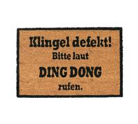 Relaxdays Felpudo de coco DING DONG marrón claro,negro