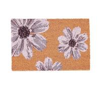 Relaxdays Felpudo de Coco, Diseño de 3 Flores, 60 x 40 cm, Antideslizante, Alfombrilla Interior y Exterior, Multicolor