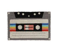 Relaxdays Felpudo de coco diseño de cassette blanco,negro,gris