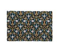 Relaxdays Felpudo de Coco, Diseño Oriental, 60 x 40 cm, Antideslizante, Alfombrilla Interior y Exterior, Multicolor