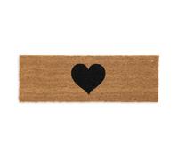 Relaxdays Felpudo Entrada Casa, de Coco, Alfombrilla con Corazón, 75x25 cm, Antideslizante, Estrecho, Natural/Negro
