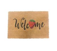 Relaxdays Felpudo de Coco, Fresa, 60 x 40, Antideslizante, Resistente, Felpudo Interior y Exterior, más Colorido