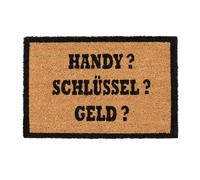 Relaxdays Felpudo de coco Handy? Schlüssel? Geld? marrón claro,negro