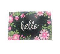 Relaxdays Felpudo de Coco, Hello, 60 x 40 cm, Antideslizante, Impermeable, para Interiores y Exteriores, Multicolor