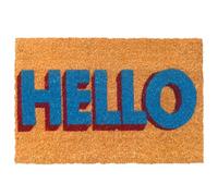 Relaxdays Felpudo de Coco Hello, 60x40 cm, Antideslizante, Multicolor